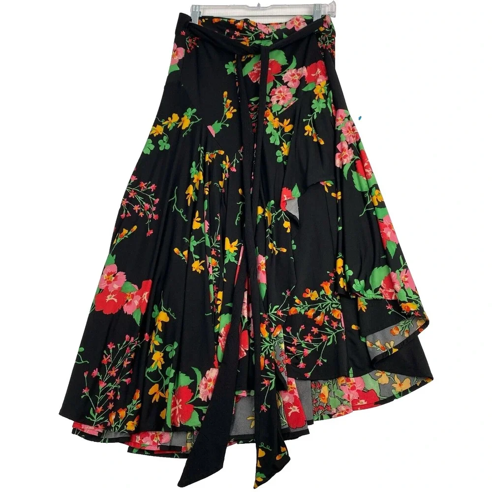 Cabi Midnight Women's Size M Floral Drama‎ Tie-Waist Wrap Skirt.Spring,resorts